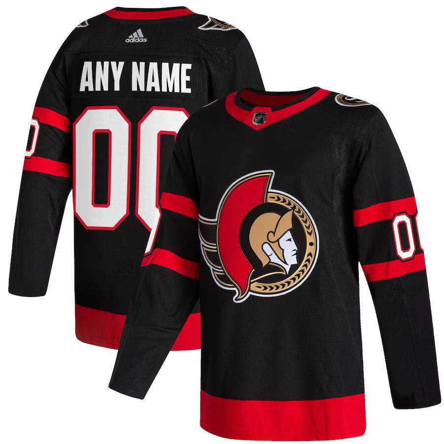 Men Ottawa Senators adidas Black Home Authentic Custom NHL Jersey-0